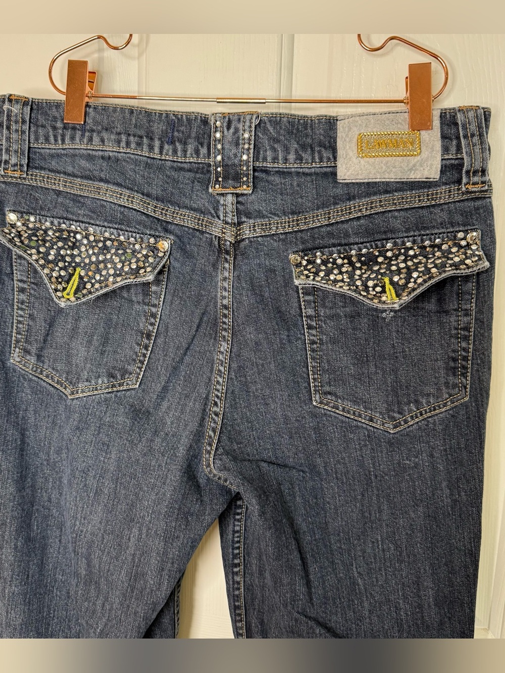 Lawman Western Vintage Embellished Dark Wash Boot Cut Jeans - Picture 6 of 9